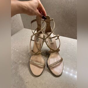 Valentino Gold Glitter Strappy Sandals 39